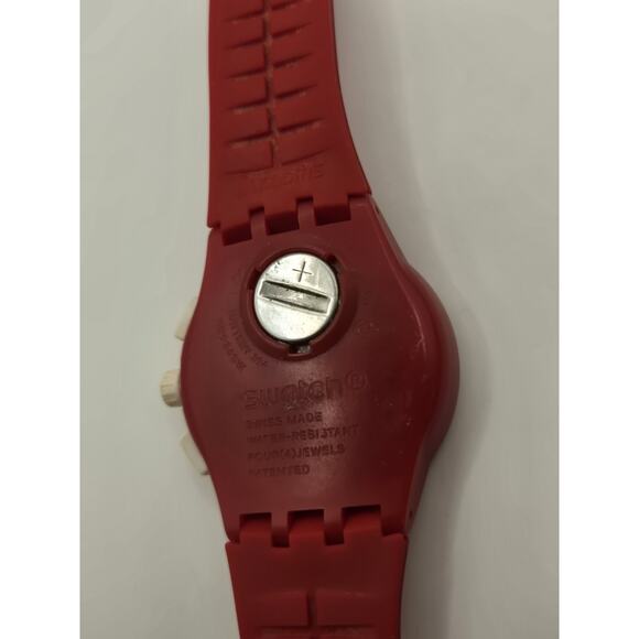 Swatch Spremuta Chronograph Red Dial Red Silicone 42mm Unisex Watch SUSR403. - Picture 2 of 12